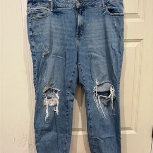 Old Navy Blue Boyfriend Jeans with Distressed Details